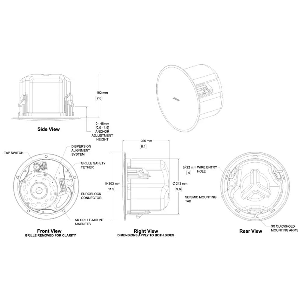 Bose DM5C in-ceiling outdoor loudspeaker 60W, 8ohms